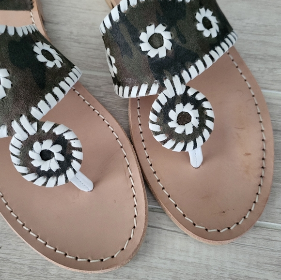 Jack Rogers Camo Flat Sandals Green White Slip On Size 9 9M - Picture 6 of 7